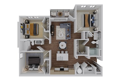 3 bed 2 bath C1 Floor Plan at The Quinn Luxury Apartment Homes, Pensacola, FL, 32526
